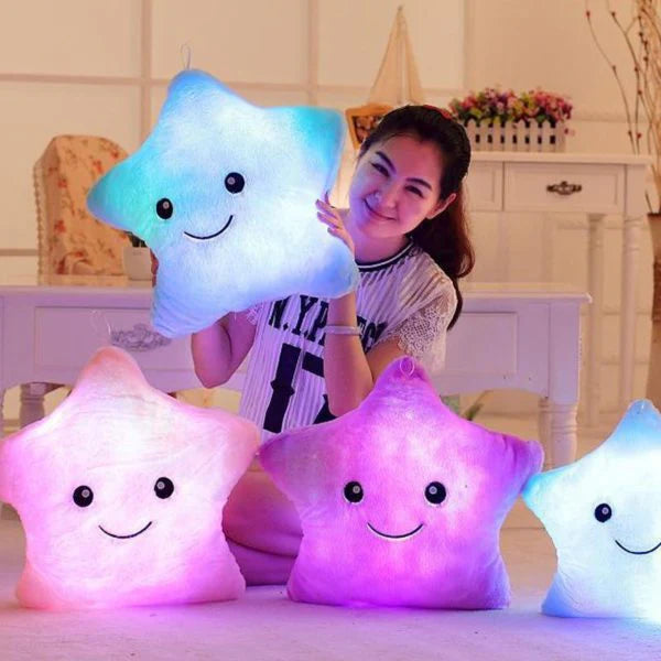 Creative Toy Luminous Relax Body Pillow Soft Stuffed Plush Glowing Colourful Star Shape Cushion Led Light Night Light Toys Gift For Kids Children