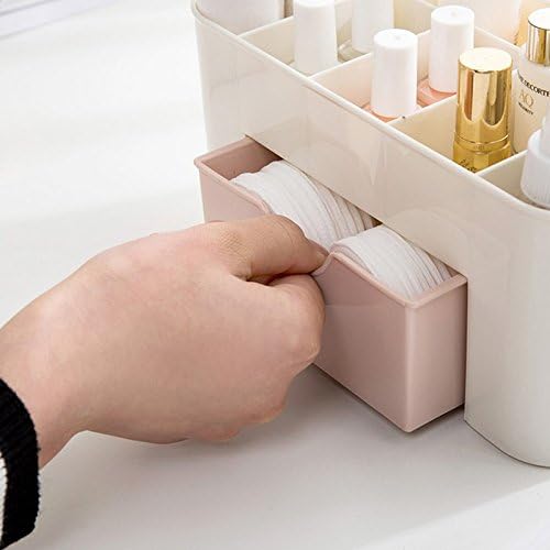 Plastic Makeup Organizer Make Up Brush Storage Box With Drawer, Desktop Cosmetics Storage Box Division Office Desk Organiser Stationery Storage Box Makeup Organiser for Bedroom Bathroom