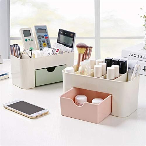 Plastic Makeup Organizer Make Up Brush Storage Box With Drawer, Desktop Cosmetics Storage Box Division Office Desk Organiser Stationery Storage Box Makeup Organiser for Bedroom Bathroom