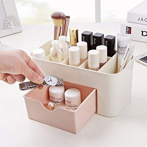 Plastic Makeup Organizer Make Up Brush Storage Box With Drawer, Desktop Cosmetics Storage Box Division Office Desk Organiser Stationery Storage Box Makeup Organiser for Bedroom Bathroom