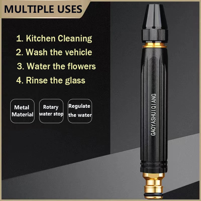 High Quality Metal Body Black Nozzle | Spray Nozzle For Car, Watering Flowers, Washing Glass, Water Column, Car Wash Water Gun Straight Nozzle High Quality ITap Nozzle High Pressure